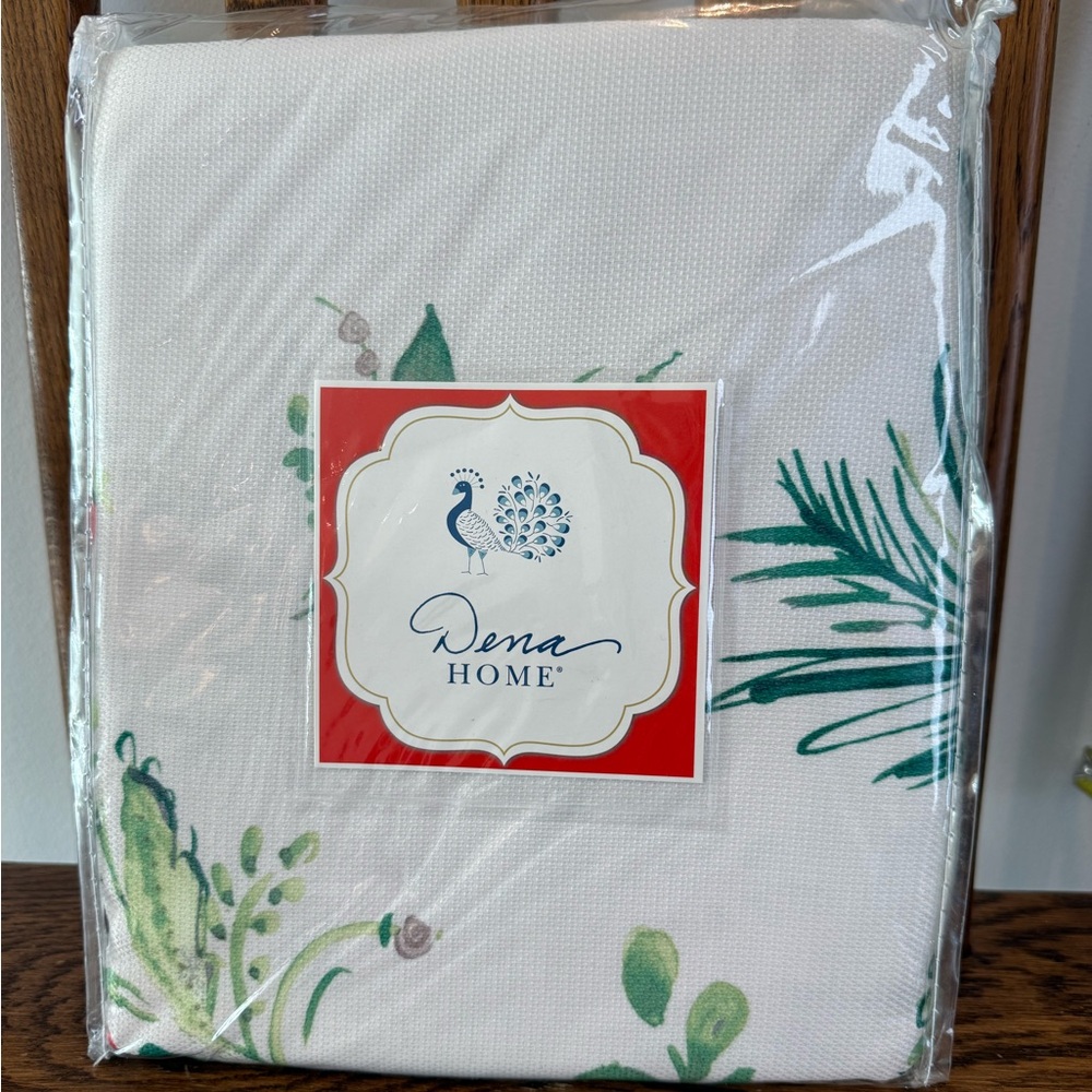 Dena Home Evergreen Fabric Shower Curtain – Red/Green Botanical Floral Birds